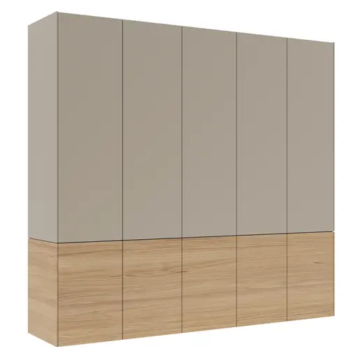 Drehtürenschrank Matera - BHT ca. 251x235x60 cm, Lack Matt, Kaschmir, Eiche, Milk