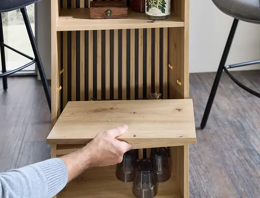 Bartisch - LB ca. 115x50 cm, Artisan Eiche Nachbildung, Schwarz