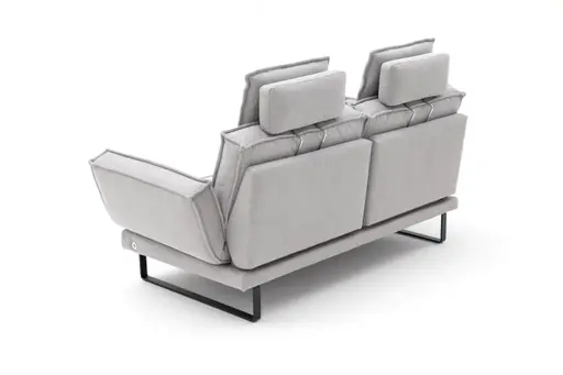 Sofa My - 2,5-Sitzer mit Rückenlehne/Armlehne verstellbar und Drehsitze inkl. Kopfstütze, Stoff, Hellgrau