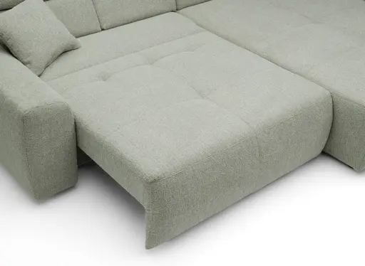 Ecksofa JYTTE - Sofa 2-sitzig mit Longchair rechts, Stoff, Lindgrün