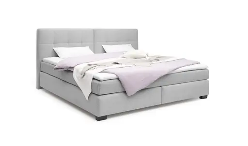 Boxspringbett JILA- Ligefläche ca. 240x200 cm, Stoff, Hellgrau