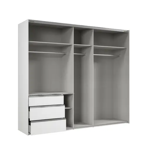 Schwebetürenschrank- B ca. 250 cm, Weiß, Spiegel