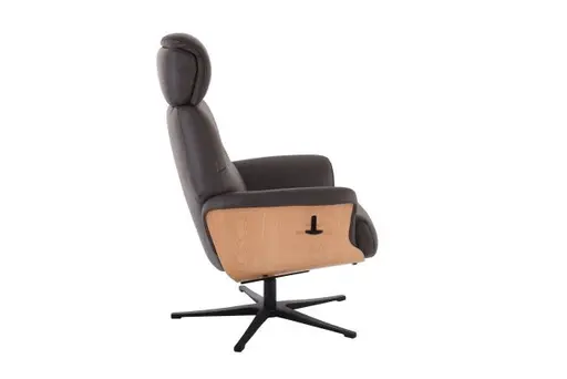 TV-Sessel MOANI mit Hocker - drehbar, Kopfteilverstellung, Leder, Dunkelbraun