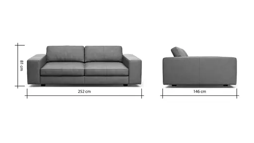 Sofa Aprino 1 - 3,5-Sitzer XXL, Dickleder, Schwarz, Armlehne Block breit
