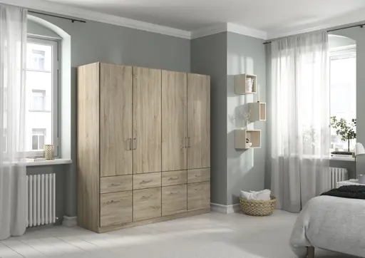 Drehtürenschrank- B ca. 181 cm, Eiche Dekor