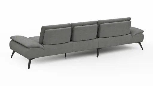 Ecksofa Collina - Longchair links, 2,5-Sitzer inkl. Sitztiefen- u. Armlehehnenverstellung, Stoff, Dunkelgrau