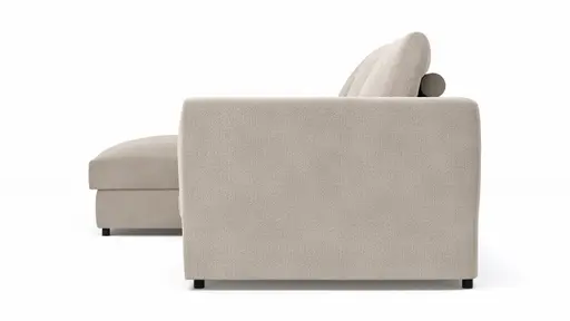 Ecksofa Stormy - Longchair links mit 2,5-Sitzer, Stoff, Creme