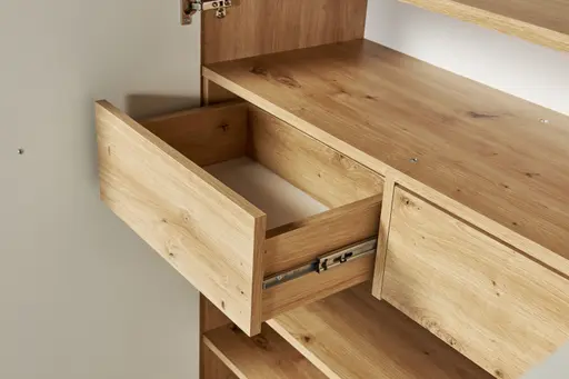 Schuhschrank - B ca. 135 cm, Artisan Eiche Nachbildung, Weiß