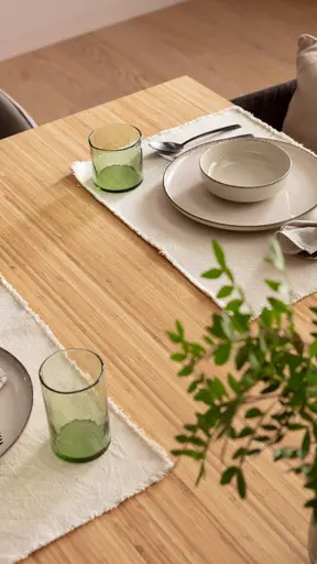 Esstisch Phoenix - LB ca. 260x100cm, Bambus, bianco geölt