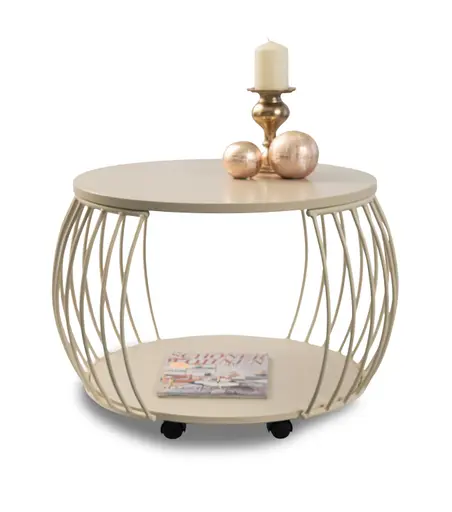 Couchtisch - Ø/H ca. 60x47 cm, Cremeweiß