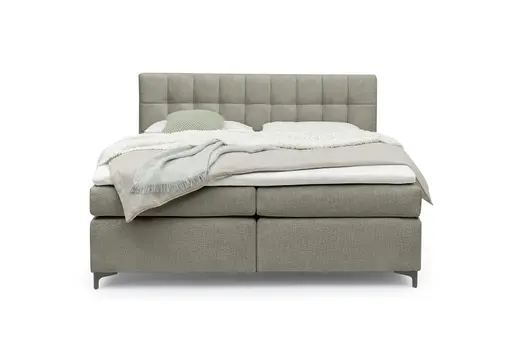 Boxspringbett HINDA- Liegefläche ca. 180x200 cm, Stoff, Dunkelgrau, Bonell, Inkl. Topper
