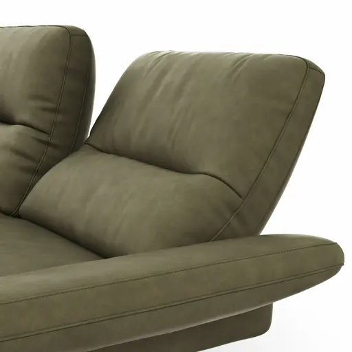 Ecksofa  Alexander - Longchair links mit 3-Sitzer inkl. Kopfstütze/Armlehne verstellbar, Leder, Olive