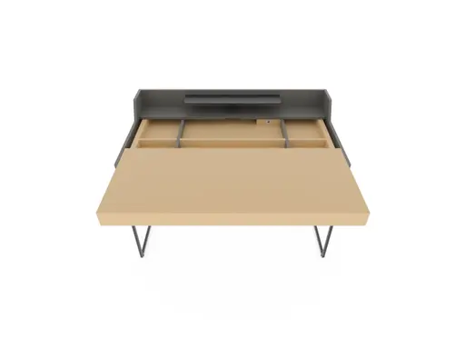 Schreibtisch - Lack, Mandel, Lack, Steingrau