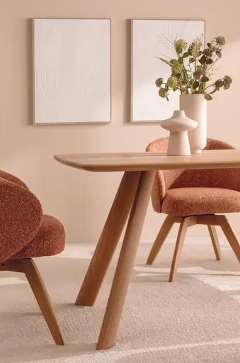 Esstisch Nayara - LB ca. 200x100 cm, Eiche massiv, satin gebeizt matt lackiert