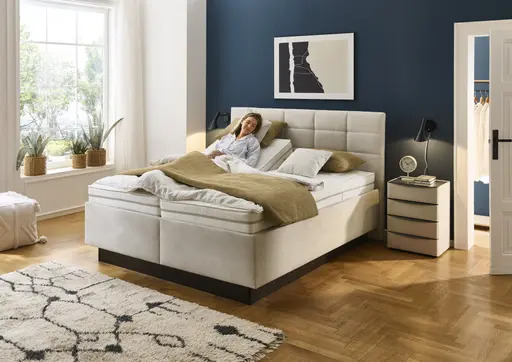 Polsterbett - Liegefläche ca. 180x200 cm, Stoff, Creme