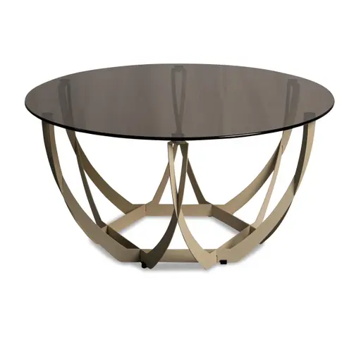 Couchtisch - Ø/H ca. 80x40 cm, Bronze, Cremeweiß