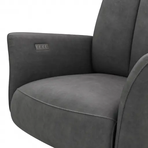 Drehsessel Aberdeen - Größe L, inkl. Relaxfunktion (motorisch), Kopfteil verstellbar, Stoff, Schwarz