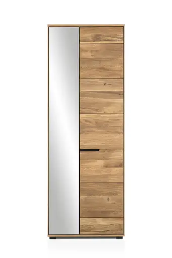 Garderobenschrank- B ca. 70 cm, Eiche, Massiv, Spiegel