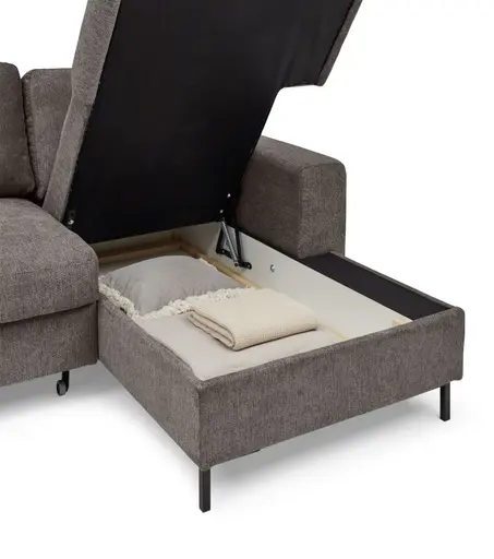 Ecksofa - 2-Sitzer mit Longchair rechts, Stoff, Mocca