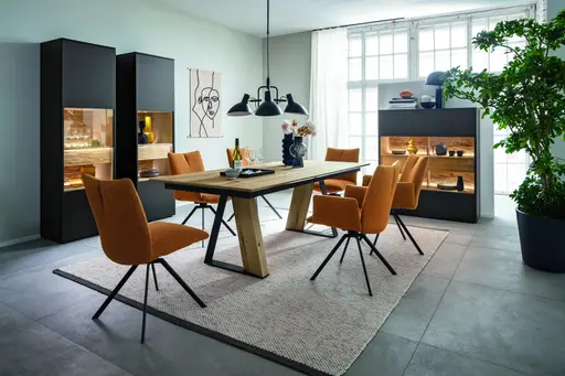 Armlehnstuhl - dreh- und schwingbar, Polyester Curry