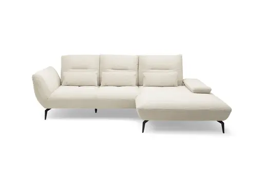 Ecksofa PAYTON - 2-Sitzer, Ecke rechts, Stoff, Creme
