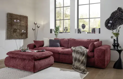Sofa - 3-Sitzer, Stoff, Bordeaux