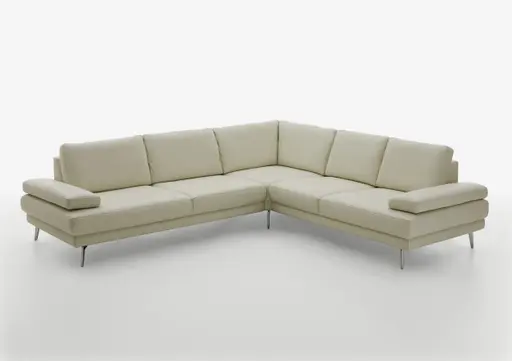 Ecksofa - 3-Sitzer mit Ecke rechts, Leder, Weiß