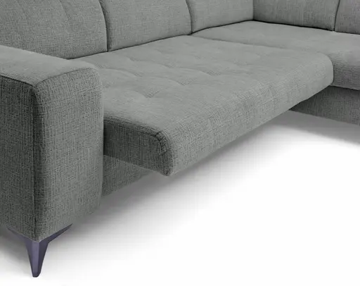 Ecksofa -2-Sitzer mit Ecke rechts, Kopfteil verstellbar, Sitztiefe verstellbar motorisch, Stoff, Anthrazit