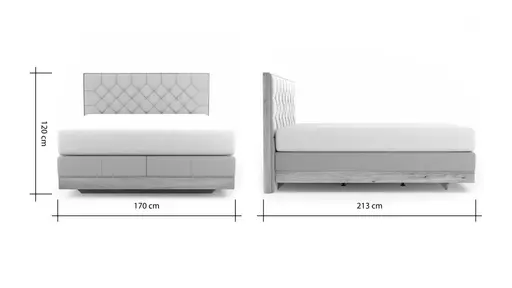 Boxspringbett Alpin Luxe - Liegefläche ca. 160x200 cm, Stoff, Graubeige