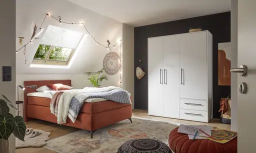 Drehtürenschrank FATHIE- B ca. 144 cm, Weiß