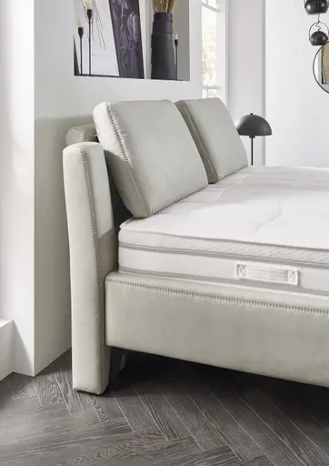 Polsterbett - Liegefläche ca. 180x200 cm, Stoff, Silbergrau