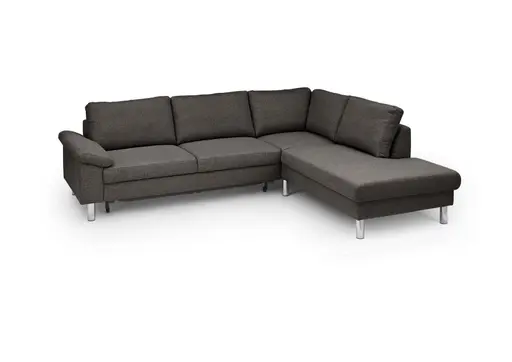 Ecksofa COOL - 2,5-Sitzer mit Ecke rechts, Querschläfer, Stoff, Mocca