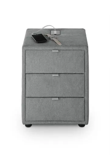 Nachttisch- Inkl. Ladeport, Stoff, Anthrazit