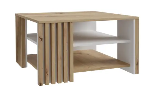 Couchtissch FLORISS- LB ca. 80x80 cm, Eiche Dekor, Weiß