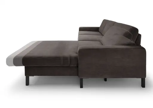 Ecksofa CALM MOVE 2.0 - 2,5-Sitzer mit Longchair rechts, Schlaffunktion, Feincord, Mocca