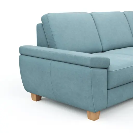 Ecksofa Sommerville - 2,5-Sitzer mit Ecke rechts, inkl. Schlaffunktion, Relaxfunktion (manuell), Stoff, Hellblau