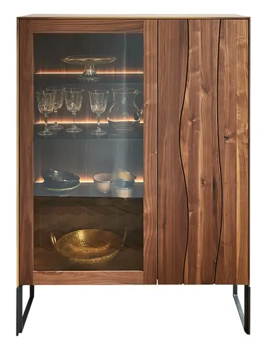 Highboard Mileto - Astnuss massiv, Natur geölt