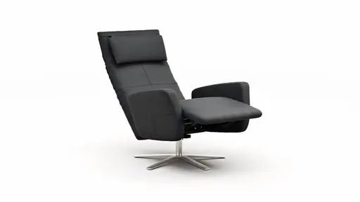 Drehsessel Lotta -Größe L, inkl. Relaxfunktion, Leder, Schwarz