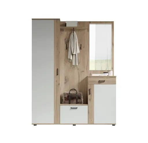 Kompaktgarderobe - Eiche Viking Nachbildung, Lichtgrau