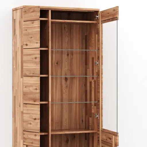 Vitrine Cartago Soft - Astbuche massiv, natur geölt