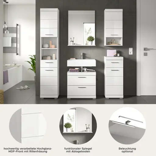 Badblock - 5-teilig, Weiß, Weiß Hochglanz