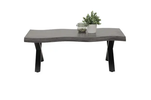 Couchtisch - LB ca. 110x60 cm, Eiche Dekor, Schwarz, Baumkante
