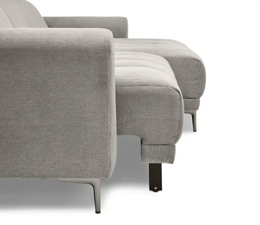 Ecksofa MINAO - 1,5-Sitzer mit Longchair rechts, Sitztiefe verstellbar motorisch, Kopfteil verstellbar, Stoff, Truffle
