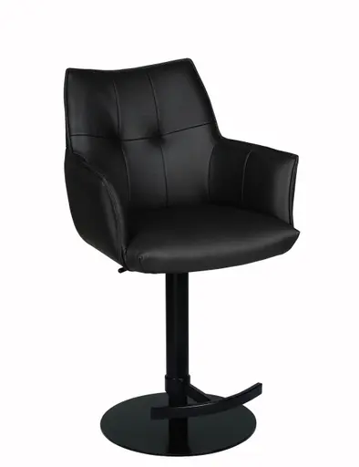 Barhocker MAKANA - drehbar, höhenverstellbar, Stoff, Schwarz