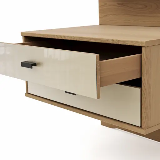 Nachttisch Lenoso - Eiche Nachbildung, Glas Champagner