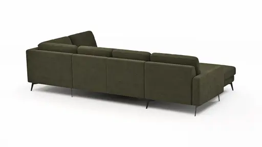 Wohnlandschaft Enna - Longchair links, 2,5-Sitzer, Ecke rechts, Stoff, Olive