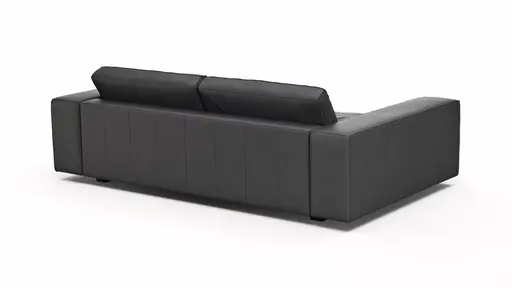 Sofa Aprino 1 - 3,5-Sitzer XXL, Dickleder, Schwarz, Armlehne Block breit