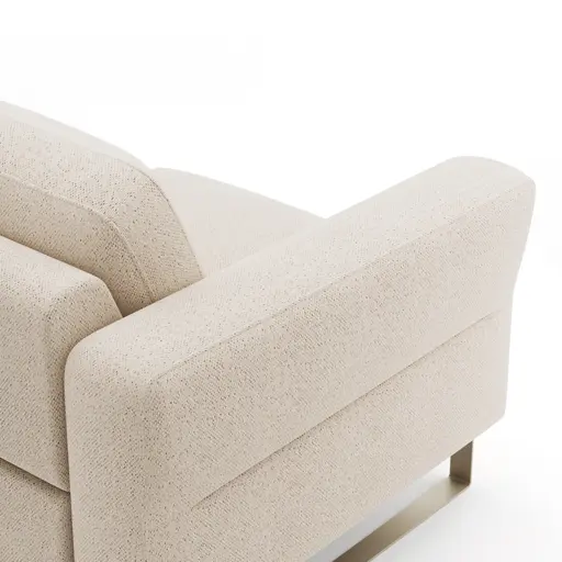 Ecksofa Leona - 2,5-Sitzer mit Ecke rechts inkl. Relaxfunktion motorisch, Stoff, Creme 