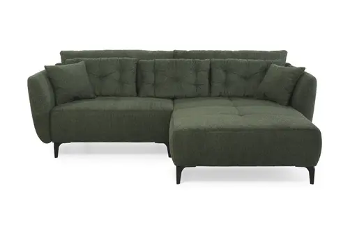Ecksofa JANEK - 2,5-Sitzer, Ecke rechts, Stoff, Dunkelgrün
