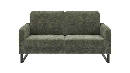 Sofa Enna - 2,5-Sitzer, Armlehne A, Stoff, Olivgrün, Kufe, Schwarz